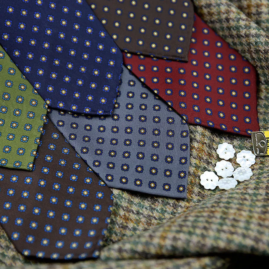 3x Shibumi-Flower Printed Silk Ties - Colors Selectable