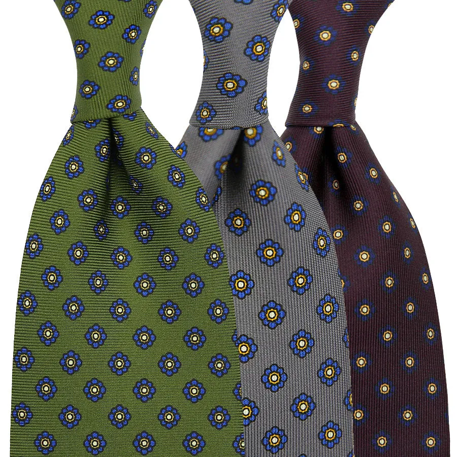 3x Shibumi-Flower Printed Silk Ties - Colors Selectable