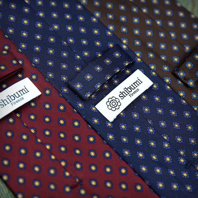 3x Shibumi-Flower Printed Silk Ties - Colors Selectable