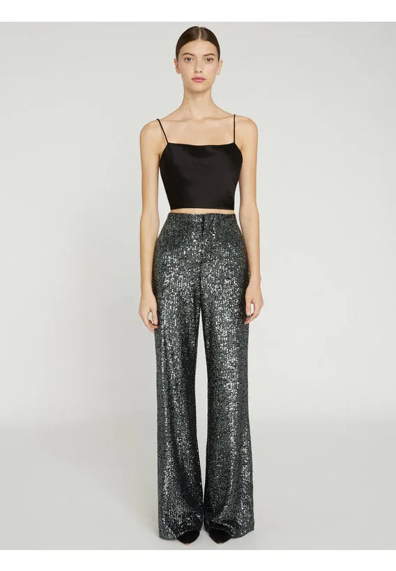 Alice   Olivia - Dylan High Waisted Wide Leg Pant in Gunmetal