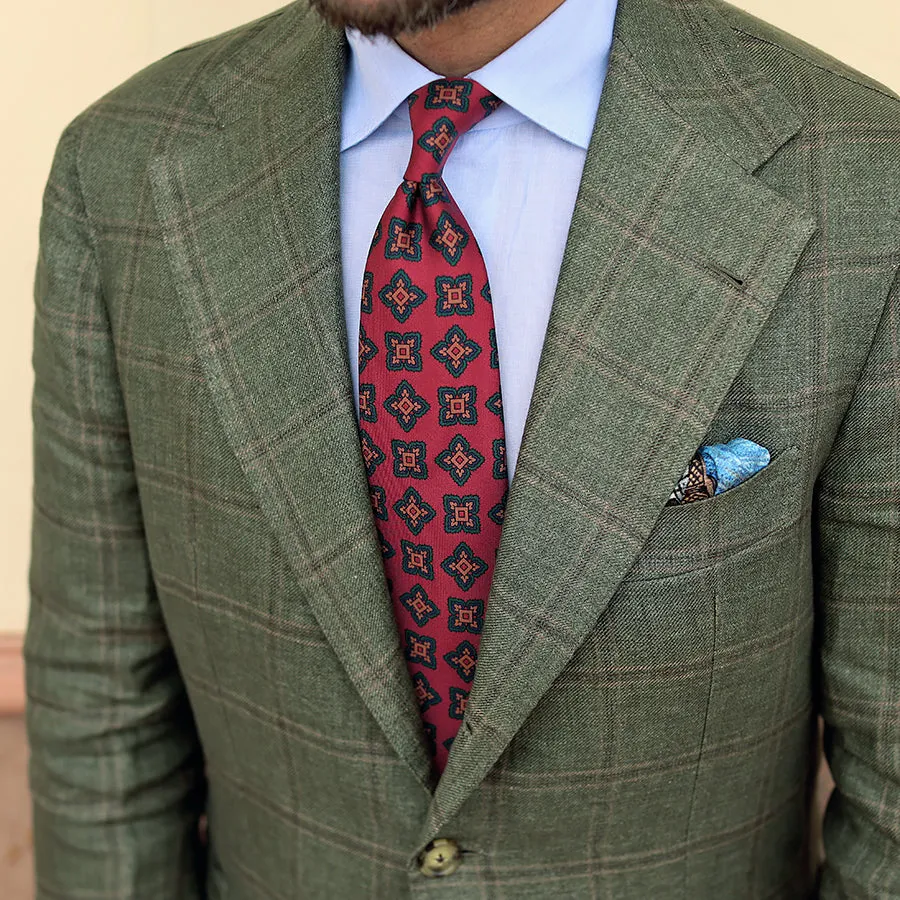 Ancient Madder Silk Tie - Cherry - Hand-Rolled