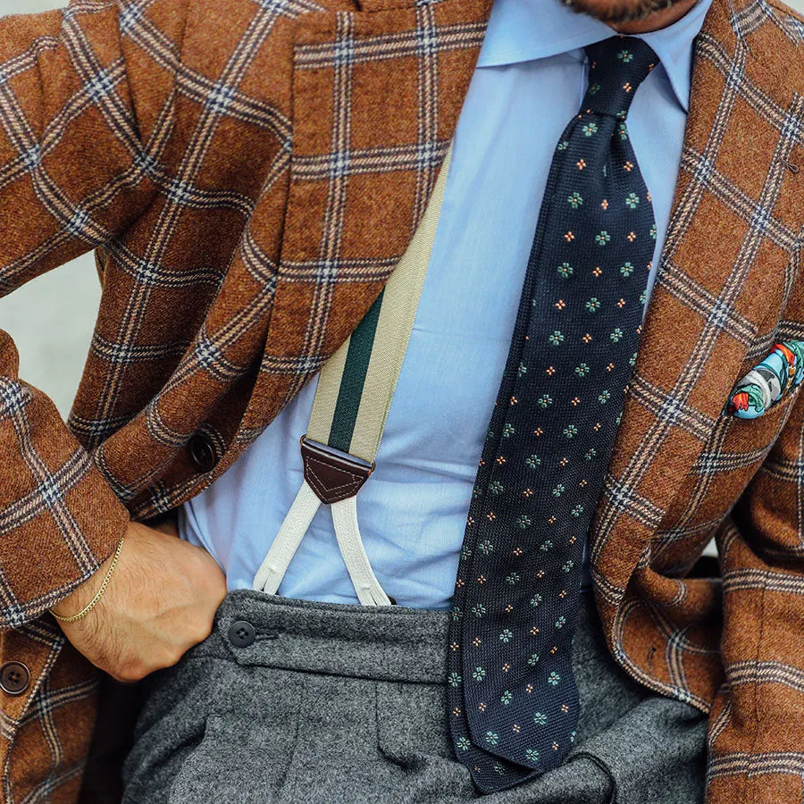 Barathea Braces - Beige / Forest