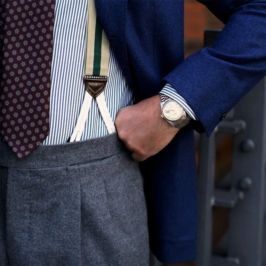 Barathea Braces - Beige / Forest