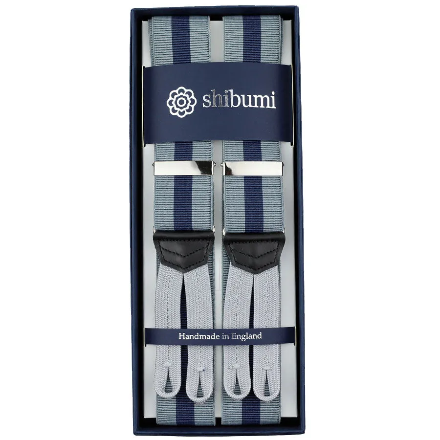 Barathea Braces - Grey / Navy