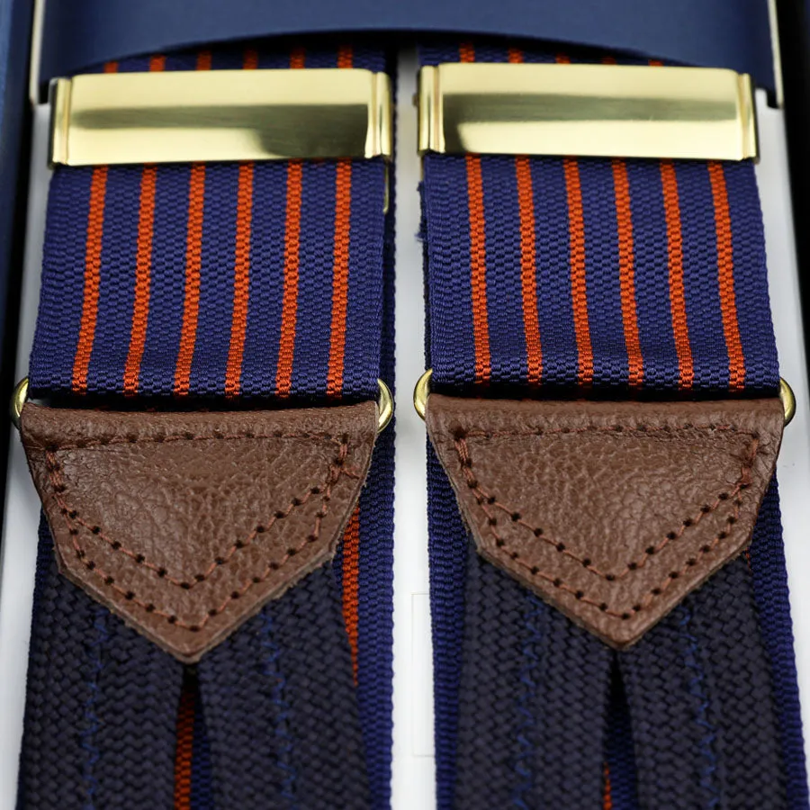 Barathea Braces - Navy / Orange