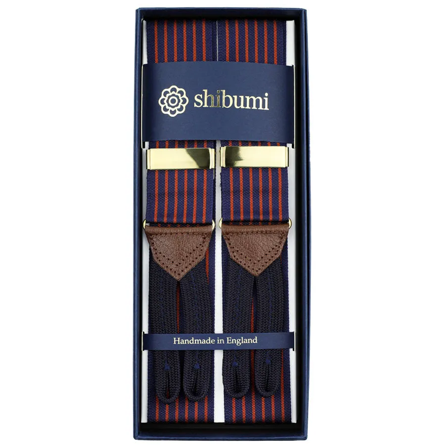 Barathea Braces - Navy / Orange