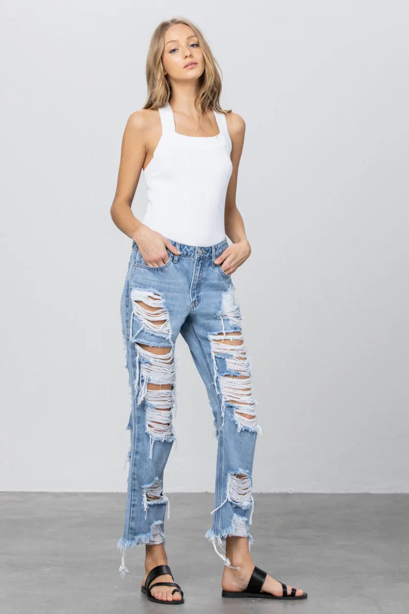 Bianca Destroyed Straight Jeans
