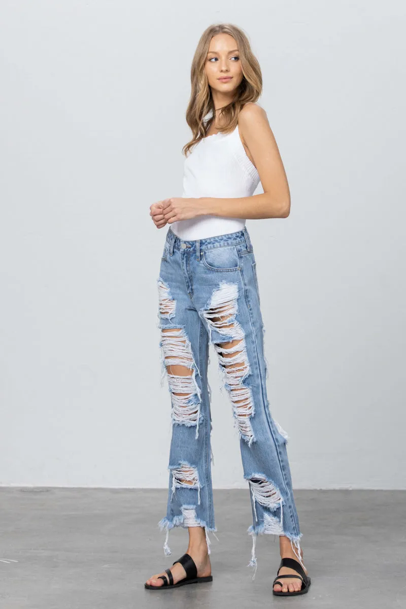 Bianca Destroyed Straight Jeans