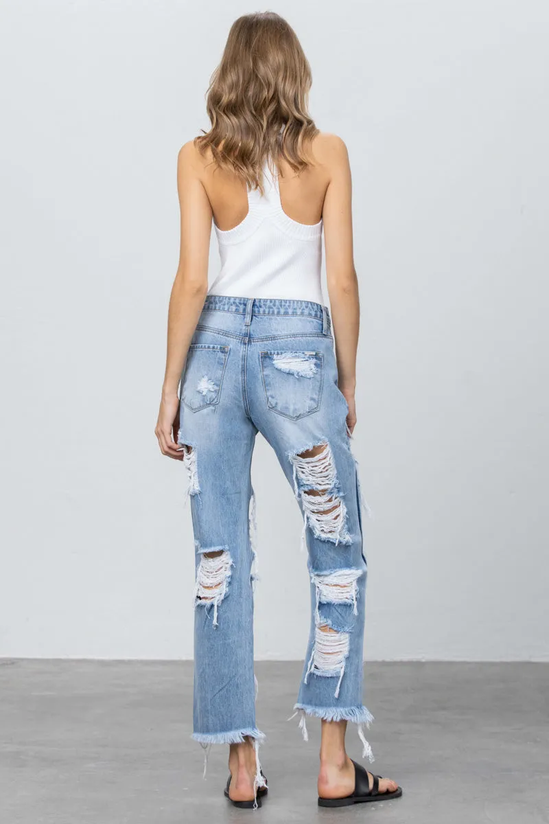 Bianca Destroyed Straight Jeans