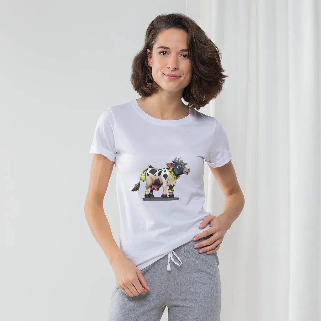 Black and White Cow Women's Long Pant Pyjama Set