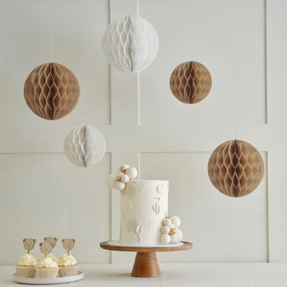Brown   Cream Hanging Honeycomb Decorations