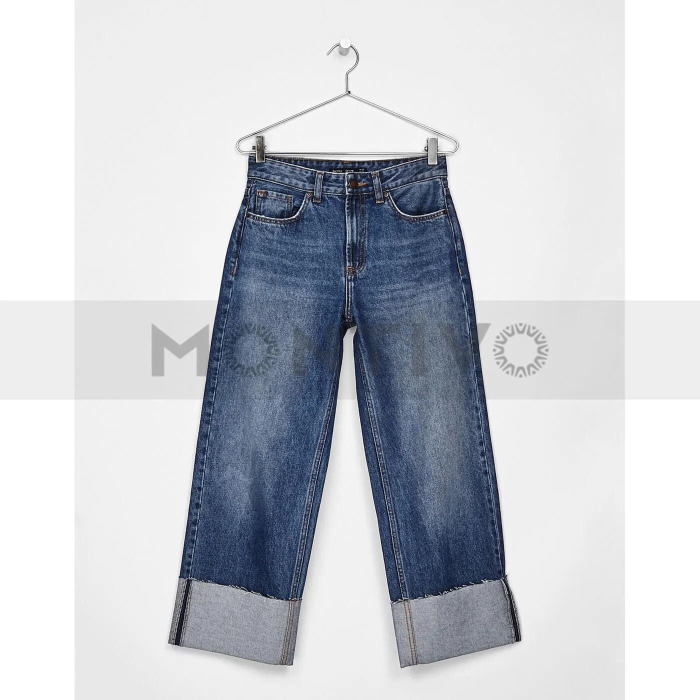 Bsk Wide leg rolled-up hem jeans