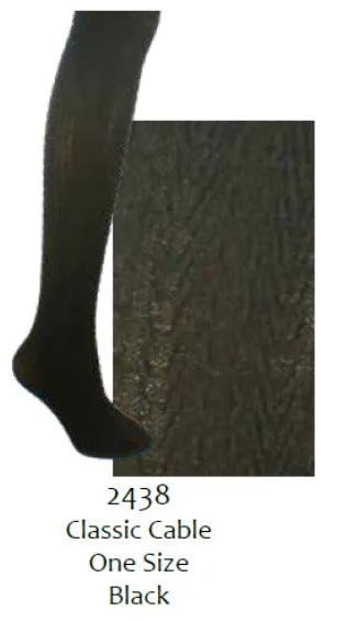 Columbine 2438 Cable Superfine Merino Wool 70 Knee Highs Black