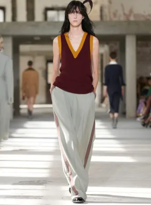 Dries Van Noten spring '24 'portia tux' side stripe pants, green & brown, 6