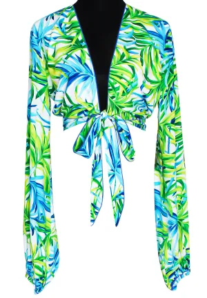 Euphoria - Paradise Palm Cropped Blouse (Royal Blue)