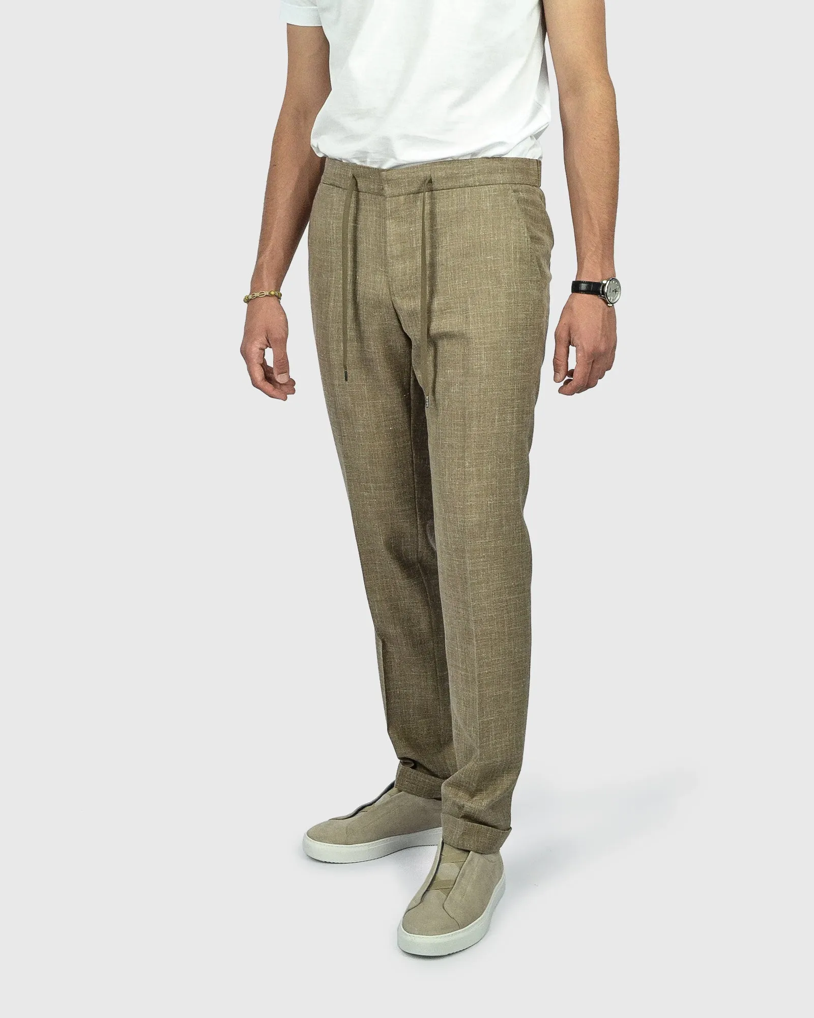 FRANCKINO SARTORIA FSS24 LIN1 SLUB JOGGER - BRN TROUSER