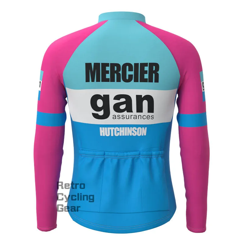 gan Blue-Pink Fleece Retro Cycling Kits