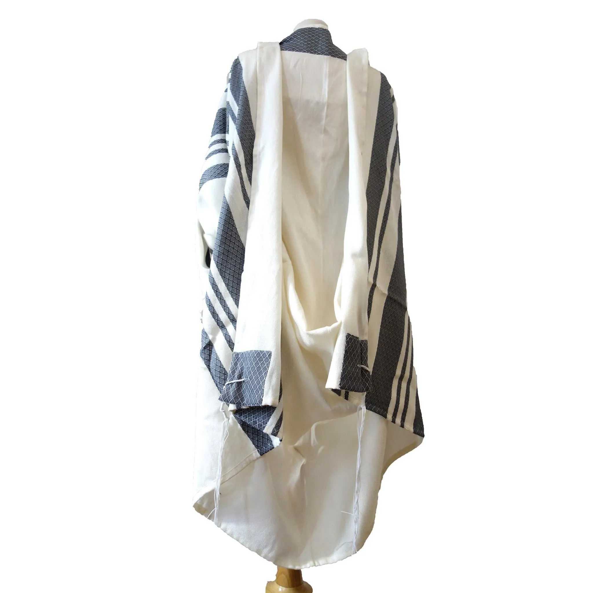 Gray Stripes Traditional Woven Tallit Gadol by Sara Resnik