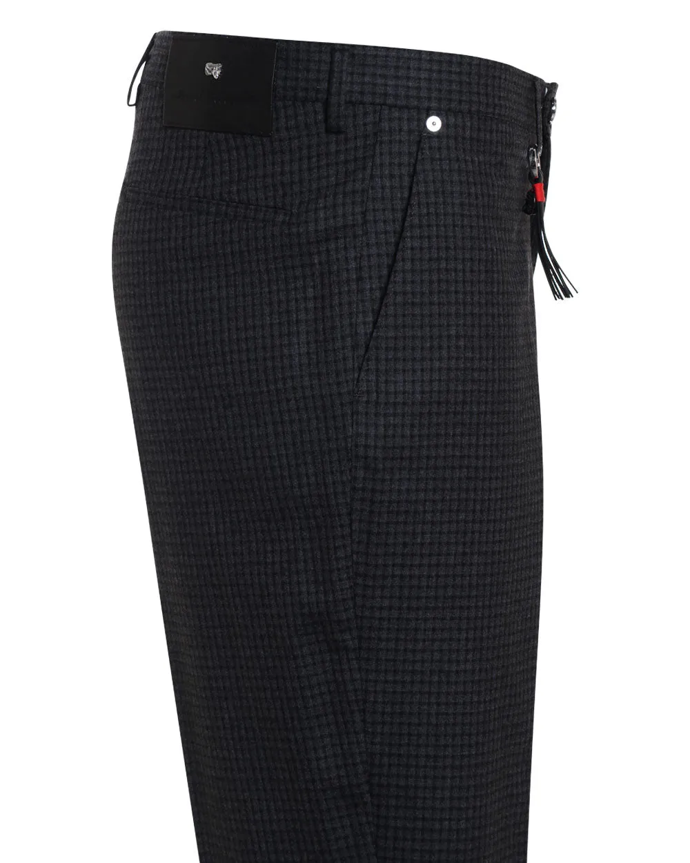 Grey Wool Checked Dress Pant