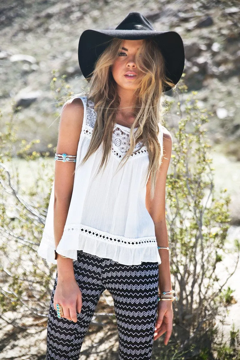 Halhana Crochet & Lace Sleeveless Top