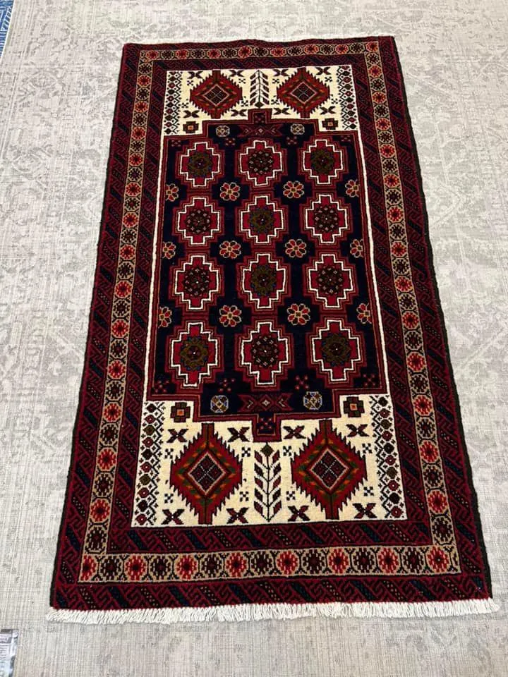 HAND KNOTTED PERSIAN FINE BALUCH RUG 190X103CM