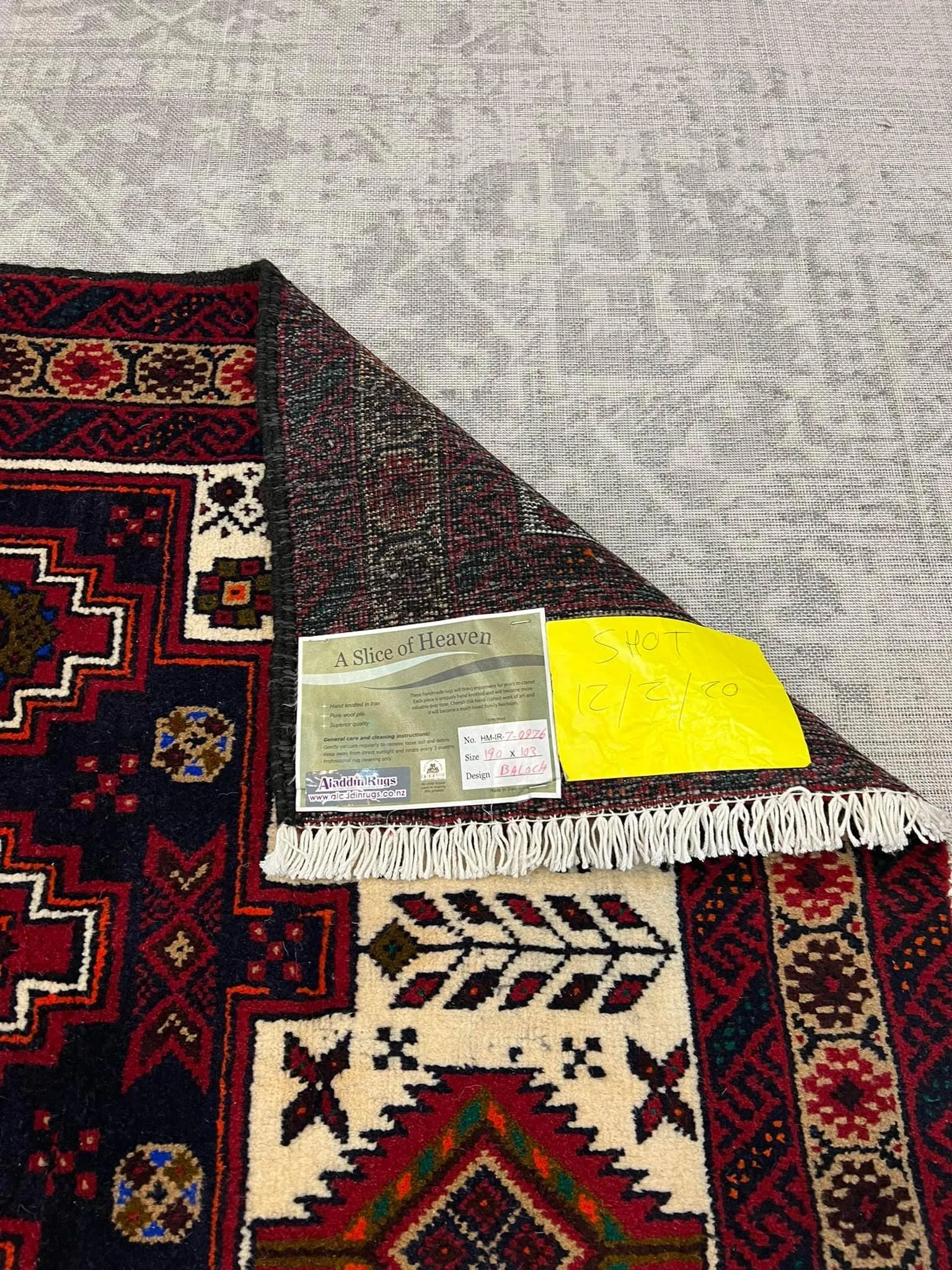 HAND KNOTTED PERSIAN FINE BALUCH RUG 190X103CM