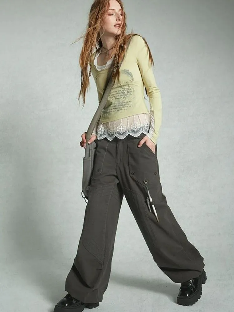 Low waist loose straight pants【s0000004497】