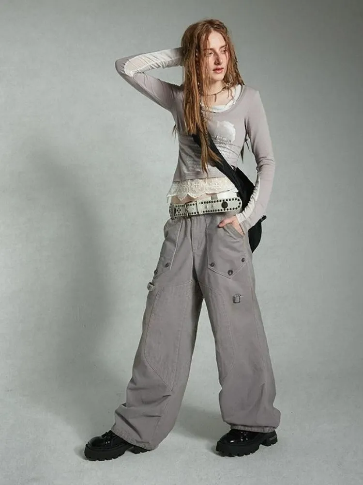Low waist loose straight pants【s0000004497】