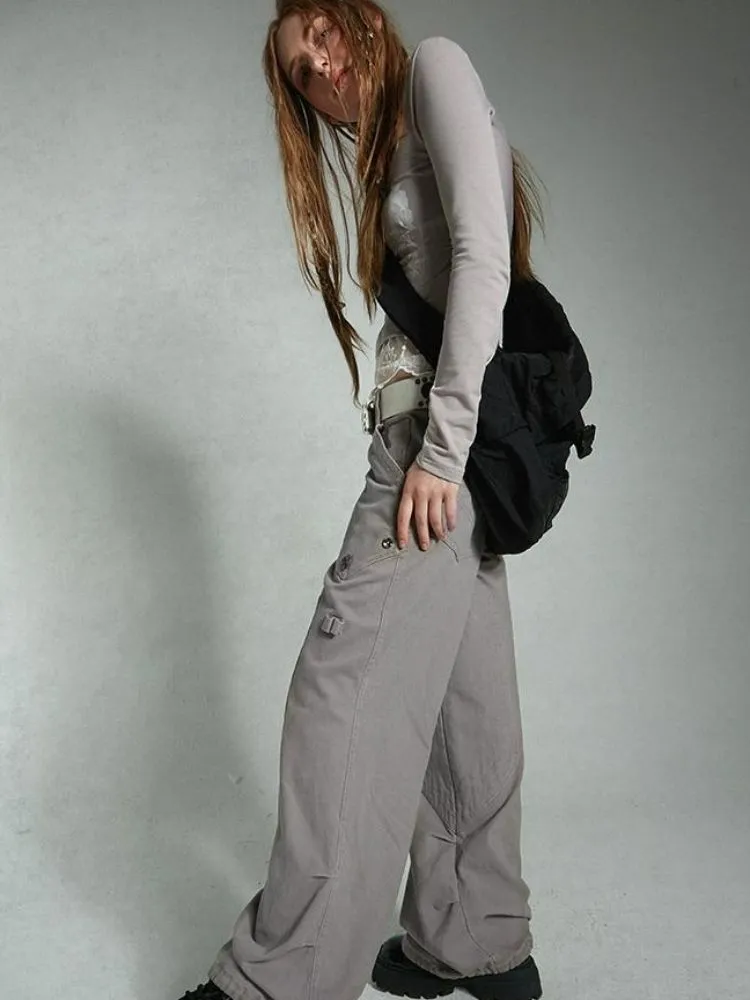 Low waist loose straight pants【s0000004497】