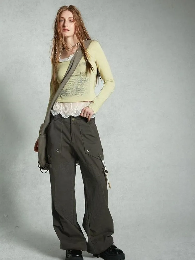 Low waist loose straight pants【s0000004497】