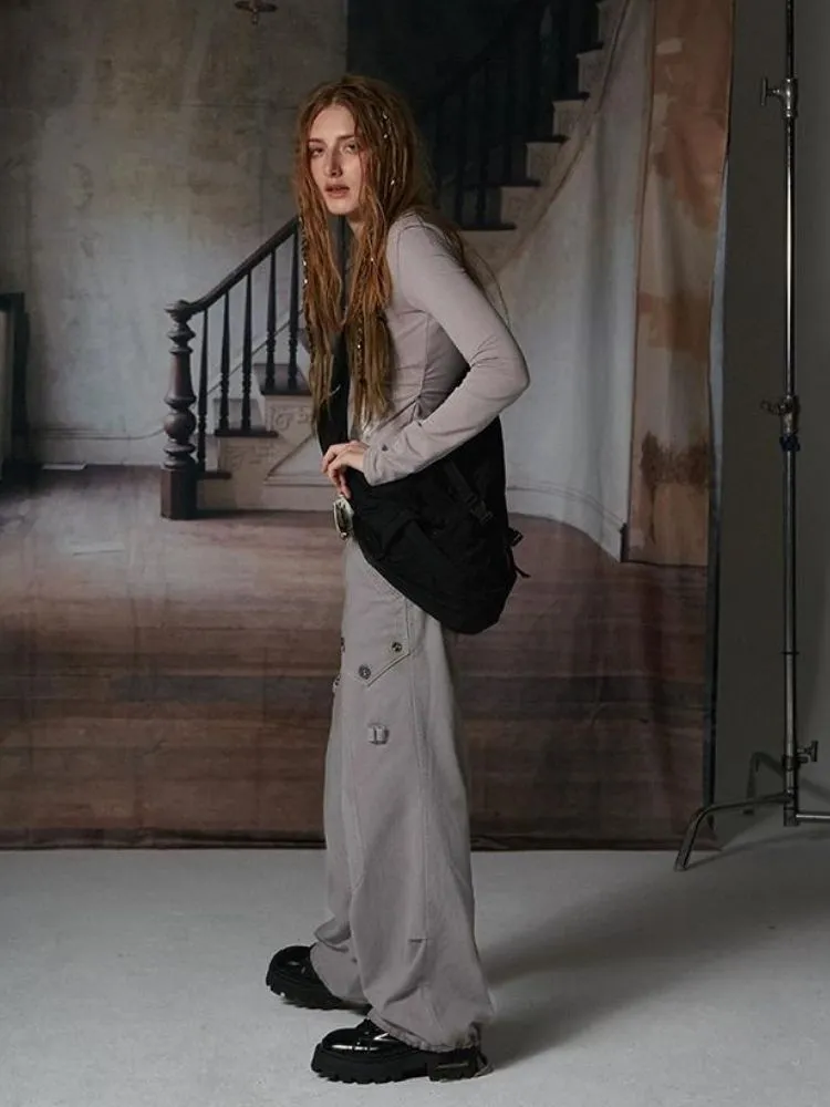 Low waist loose straight pants【s0000004497】