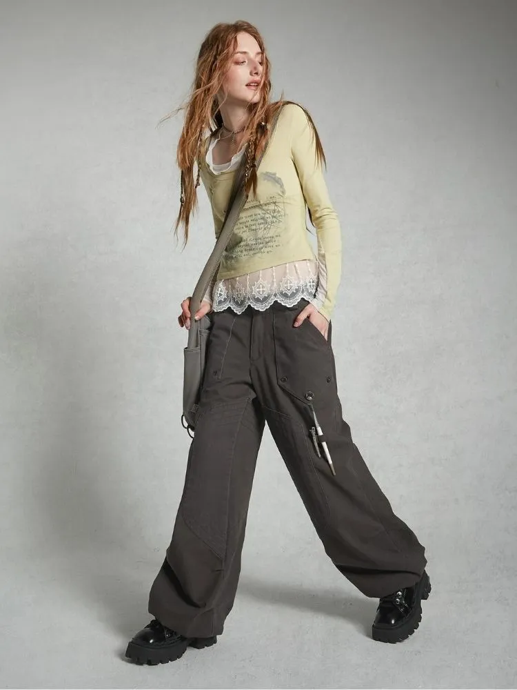 Low waist loose straight pants【s0000004497】