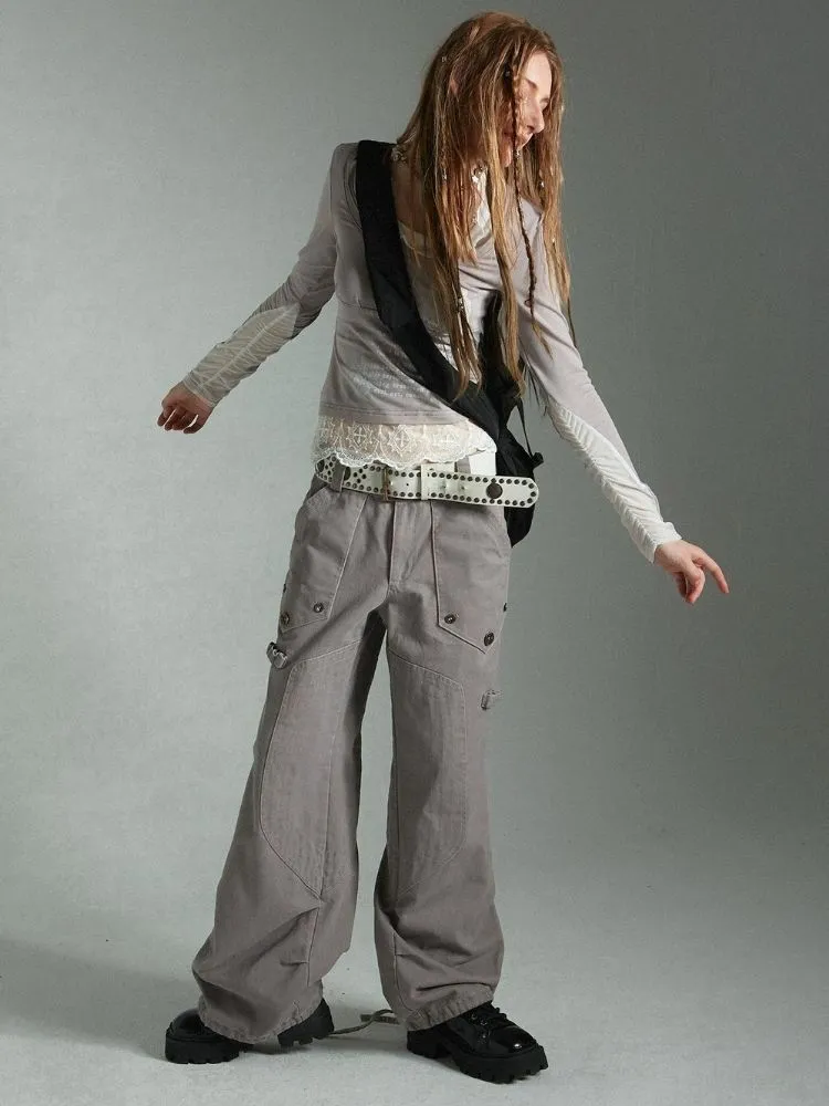 Low waist loose straight pants【s0000004497】