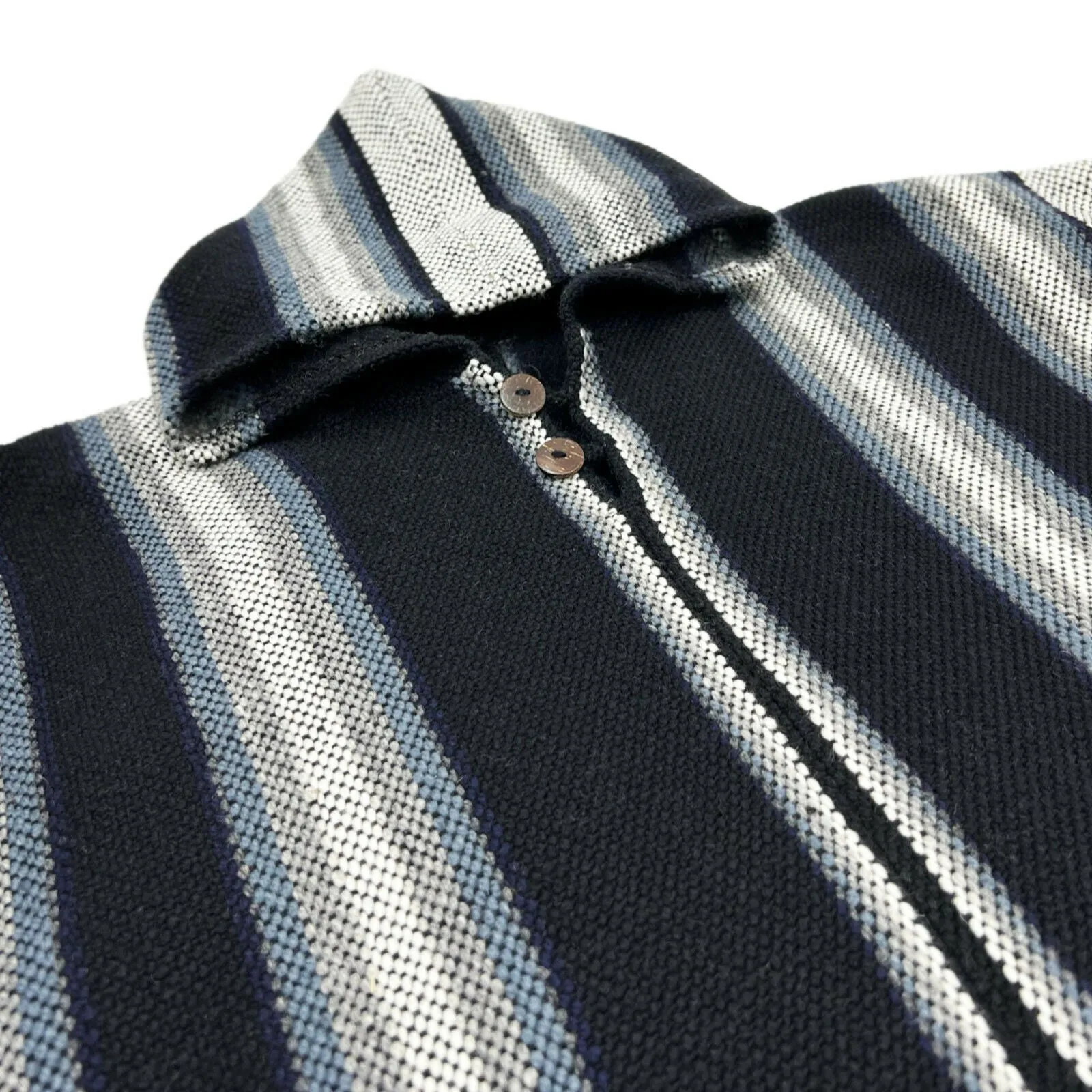 Miasi - Llama Wool Unisex South American Handwoven Thick Hooded Poncho - striped - black