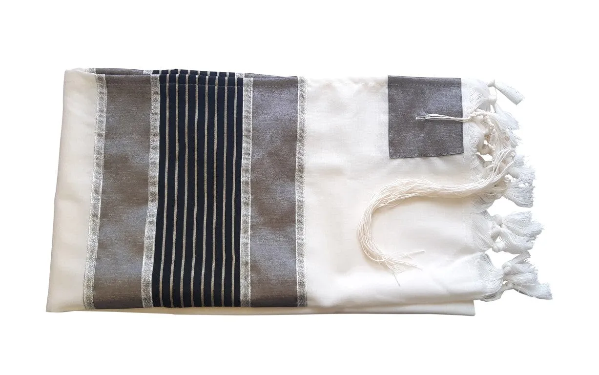 Modern Gray & Silver Wool Tallit, Bar Mitzvah Tallit Jewish Prayer Shawl