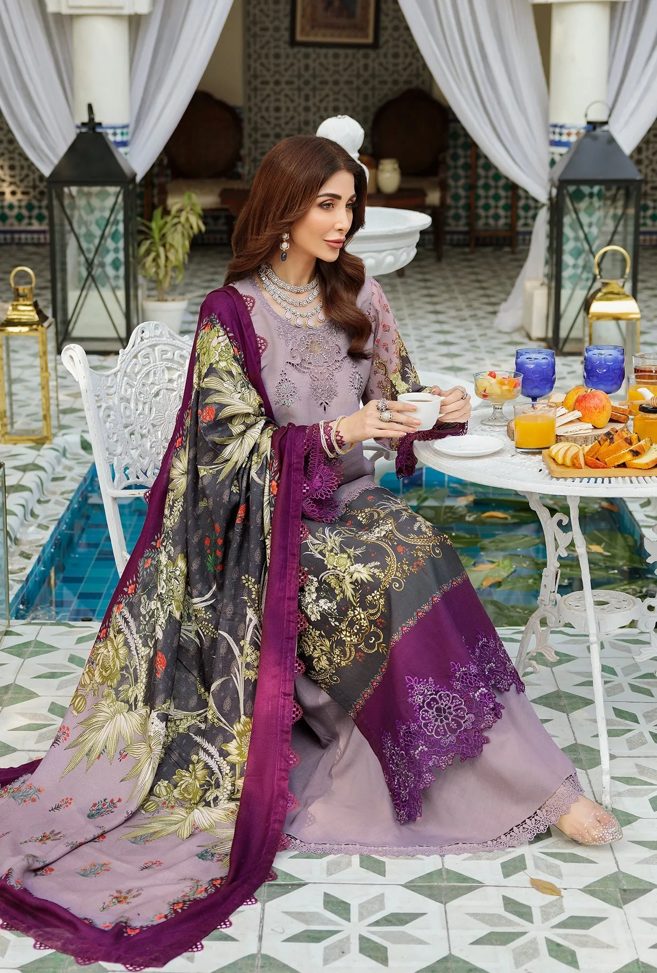 Noor by Saadia Asad Embroidered Prints Woolen Shawl Collection – D4-A-RAYA