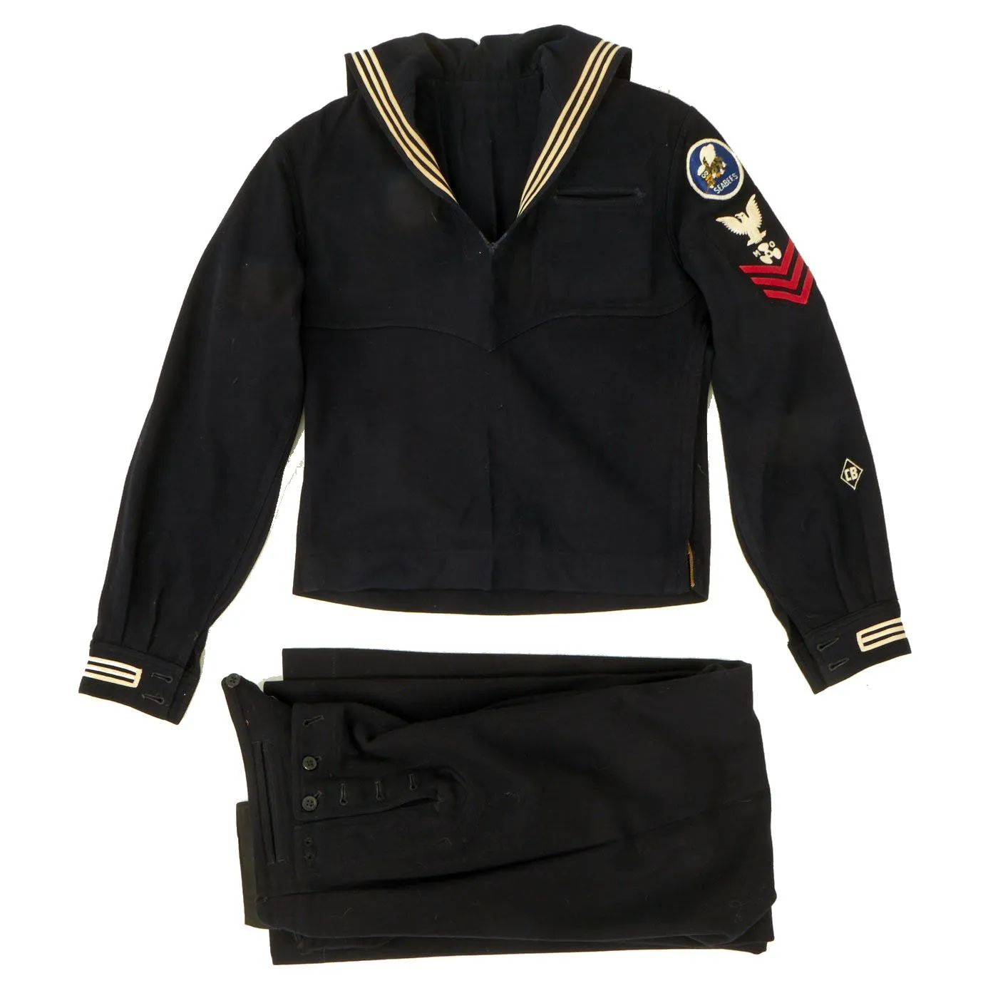 Original U.S. WWII Navy Seabee First Class Motor Machinist Mate Crackerjack Uniform - As Seen in Book