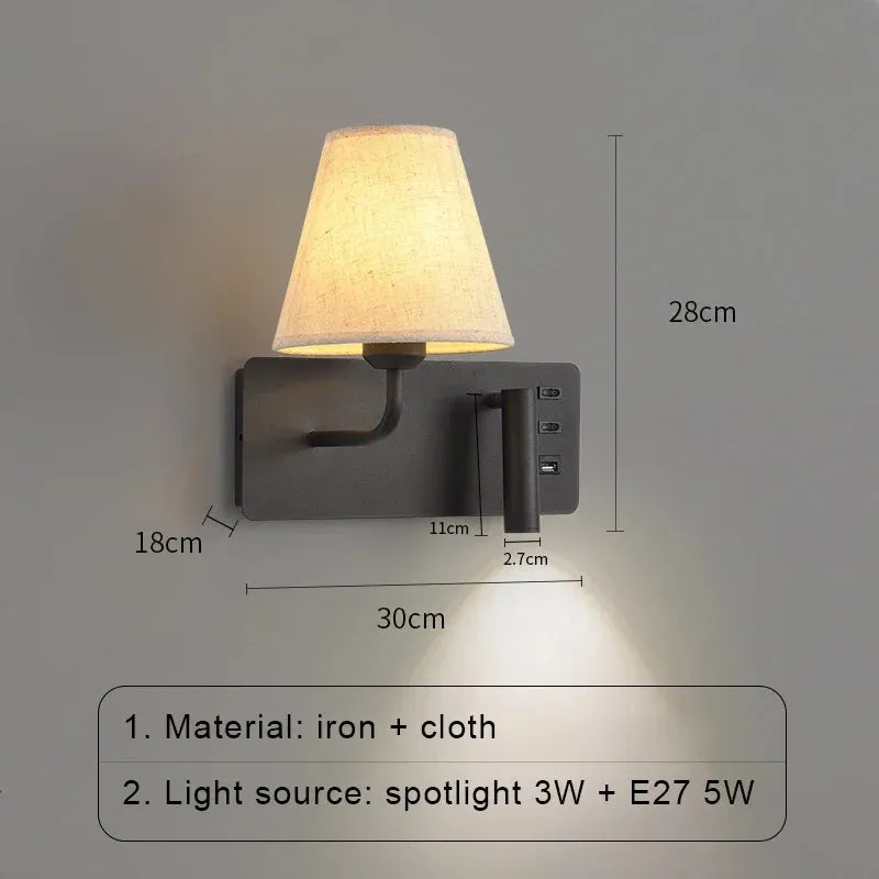 Parina Reading with USB Chargeable Wall Light