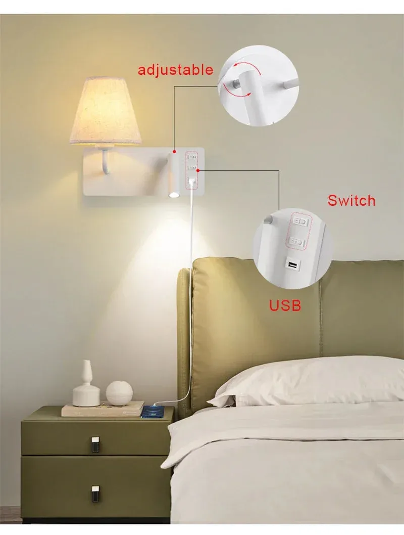 Parina Reading with USB Chargeable Wall Light