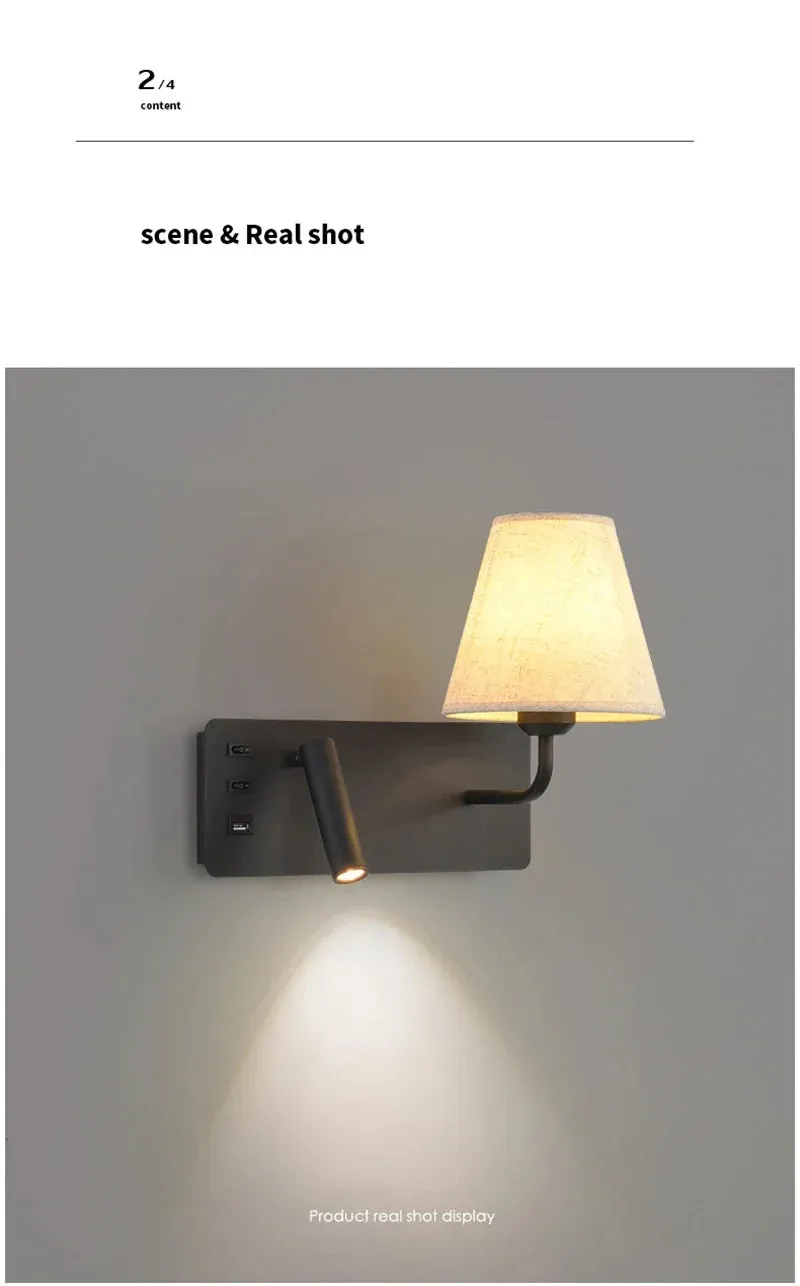 Parina Reading with USB Chargeable Wall Light