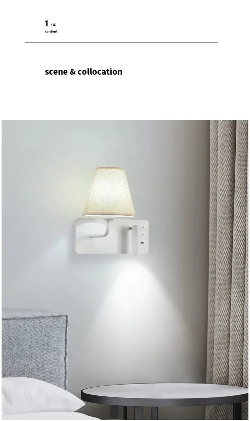 Parina Reading with USB Chargeable Wall Light