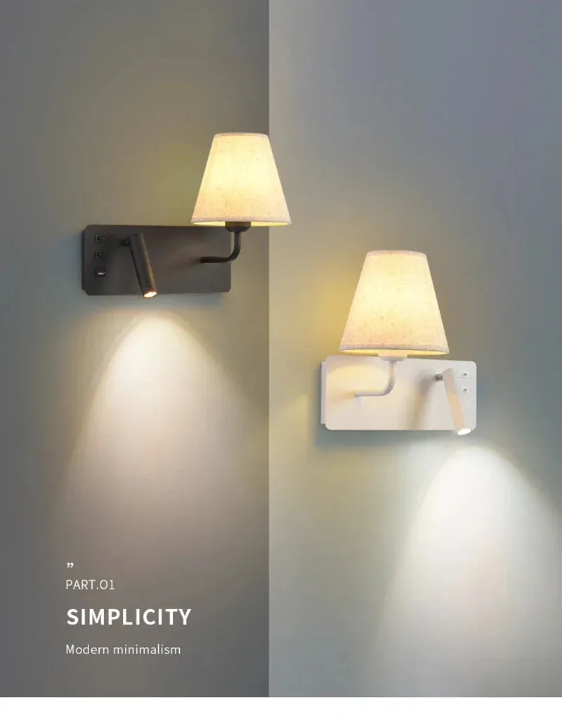 Parina Reading with USB Chargeable Wall Light