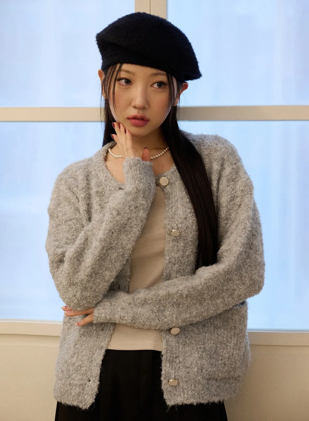 Plush Pocketed Knit Cardigan OD327