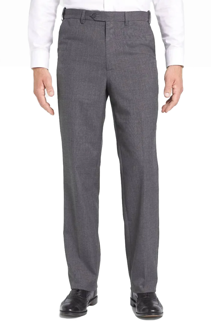 Polyester Wool Tropical<br>Flat Front<br>Long Rise