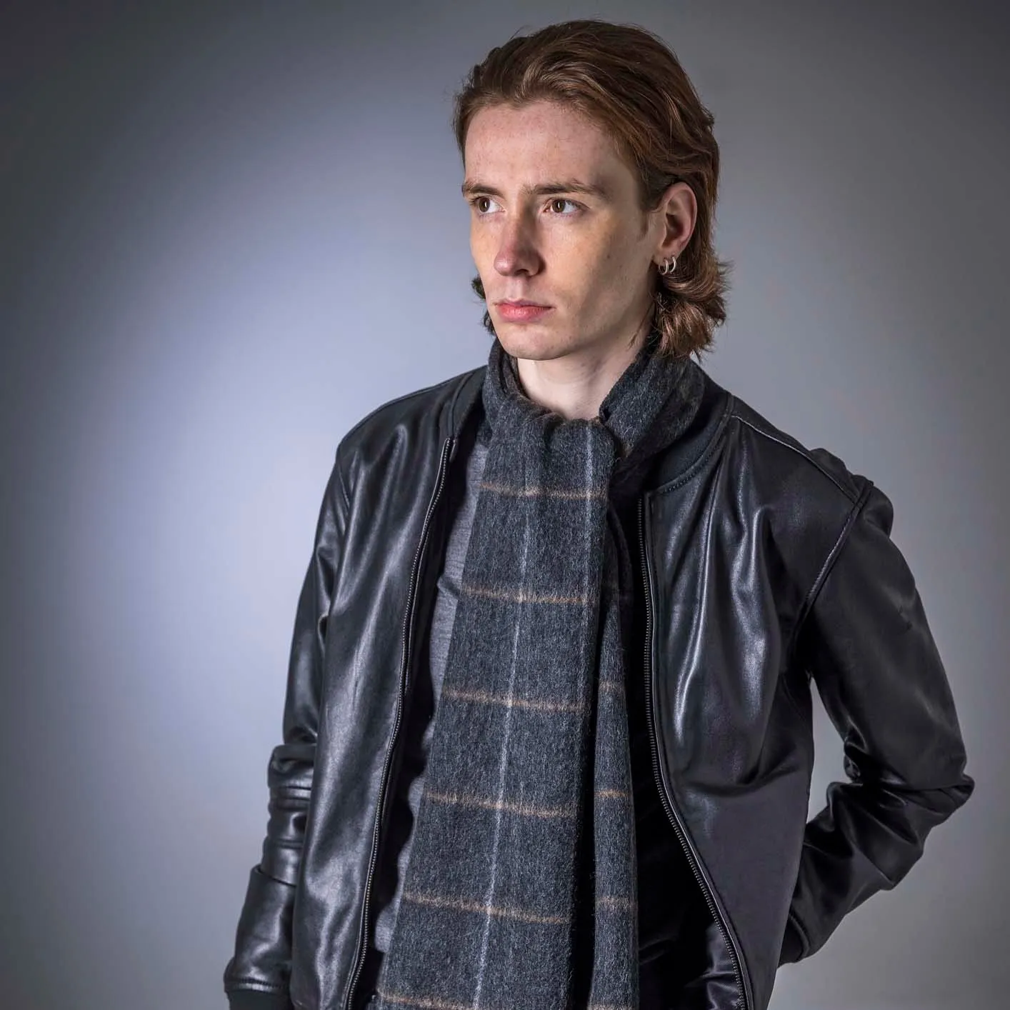 Pure Wool Box Check Scarf