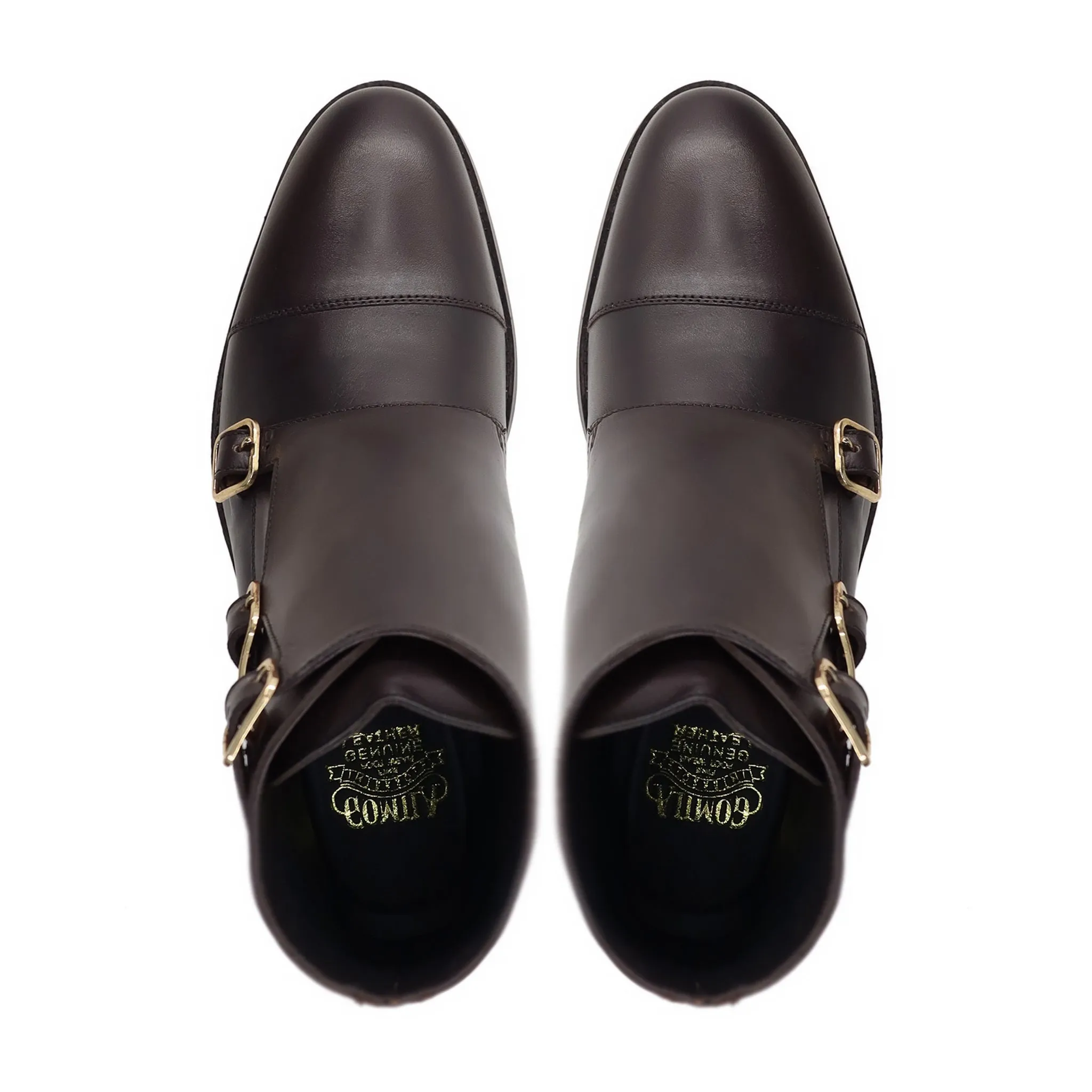 Shaki - Men's Dark Brown Calf Leather Triple Monkstrap Boot