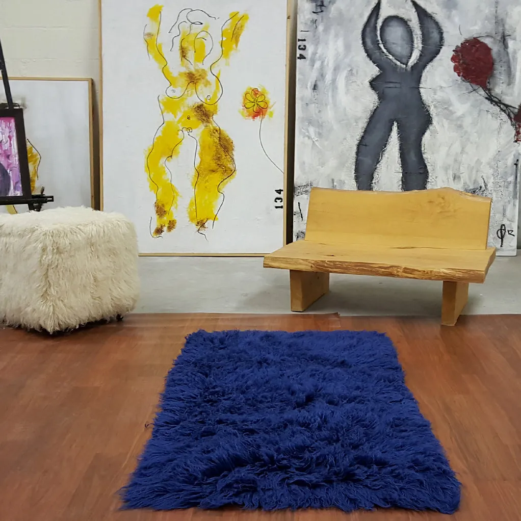 SUPER THICK 3X5 BLUE FLOKATI RUG | THICK 3000gsm WEIGHT | LONG 3.5" PILE