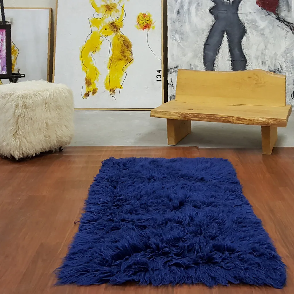 SUPER THICK 3X5 BLUE FLOKATI RUG | THICK 3000gsm WEIGHT | LONG 3.5" PILE