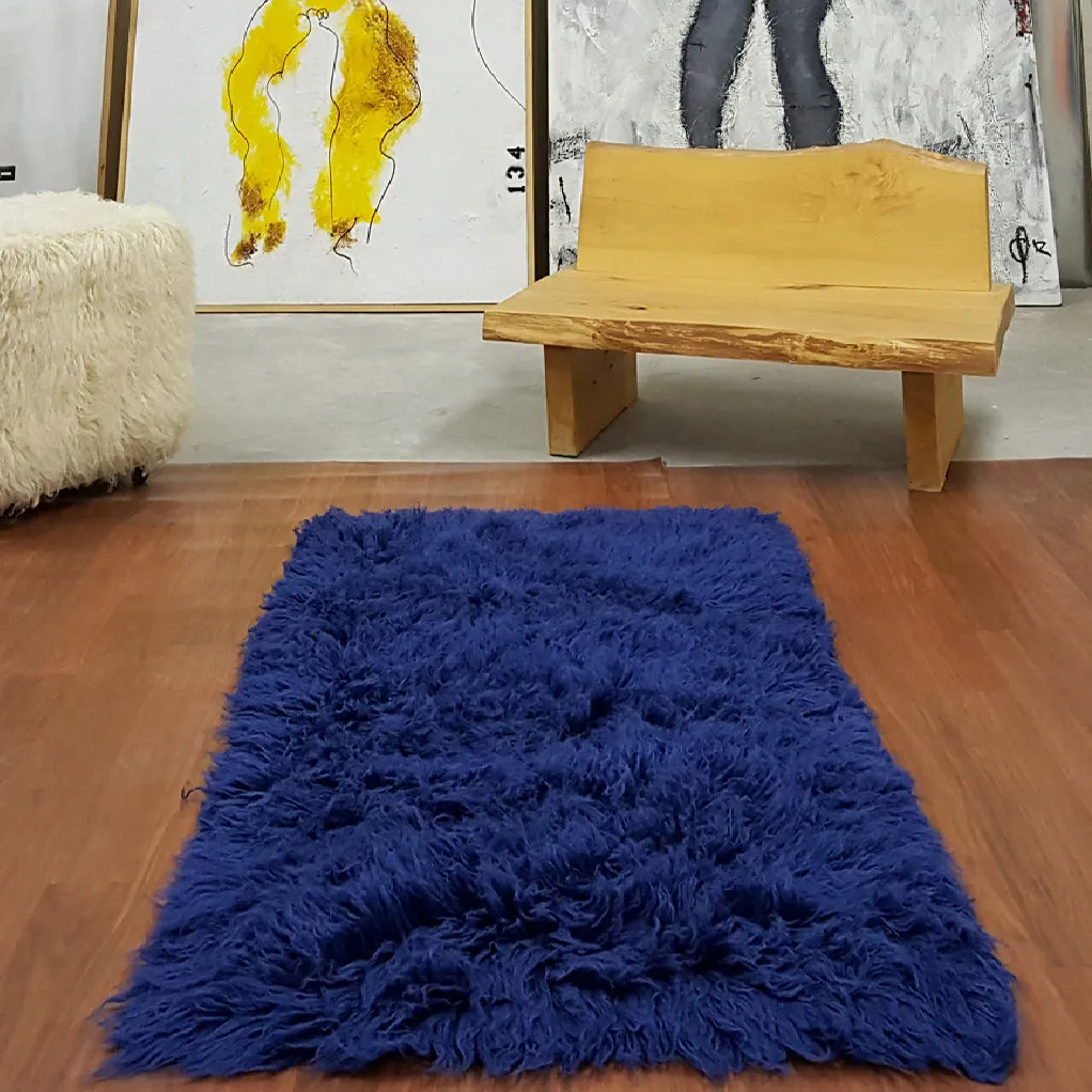 SUPER THICK 3X5 BLUE FLOKATI RUG | THICK 3000gsm WEIGHT | LONG 3.5" PILE