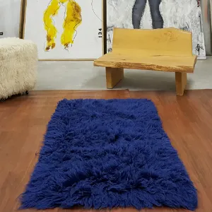 SUPER THICK 3X5 BLUE FLOKATI RUG | THICK 3000gsm WEIGHT | LONG 3.5" PILE